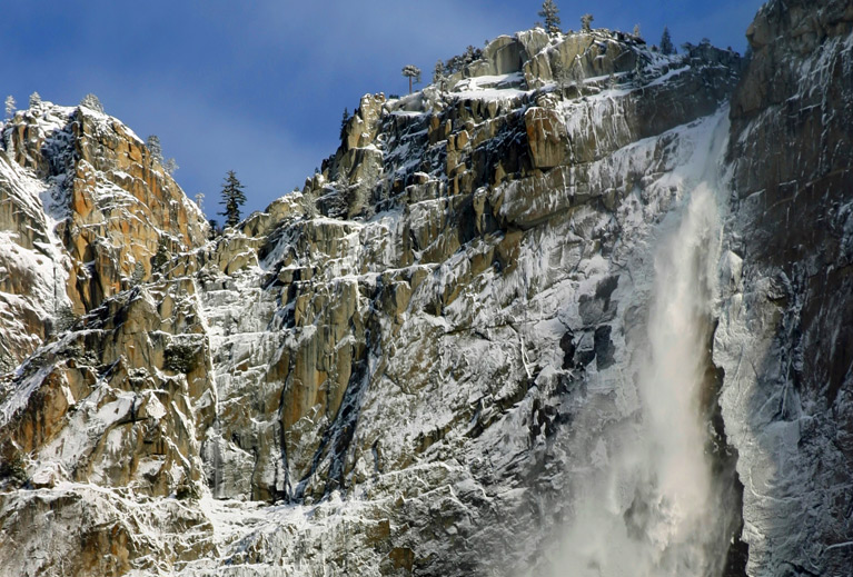 Upper Yosemite Falls in winter